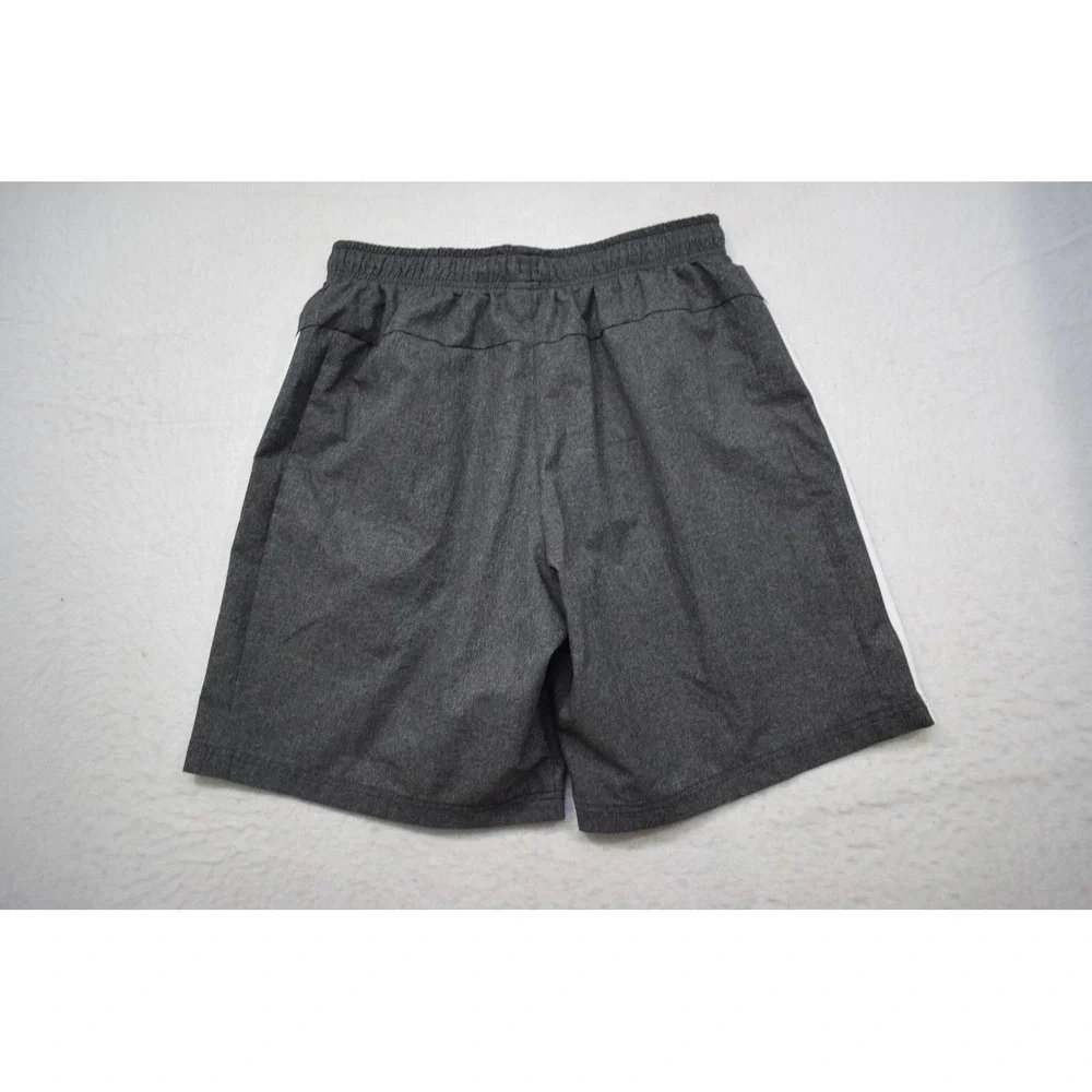 Adidas Gym Shorts Gray Striped Performance With Pockets Mens Size Large 9